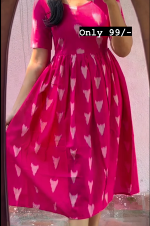 Pink Color Cotton Printed Dress