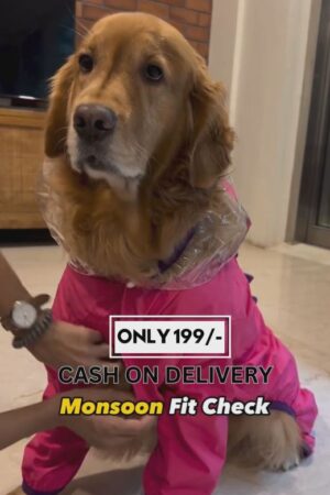 Hot Pink Waterproof Dog Raincoat with Hood | Reflective Monsoon Jacket for Pets | Lightweight Full Coverage Dogwear | Stylish Dog Rain Suit